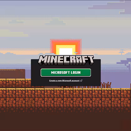 Microsoft login button in the foreground, with a sunset in the background